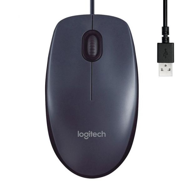 Мышь Logitech M100 черный и темно-серый проводной черный/темно-серый